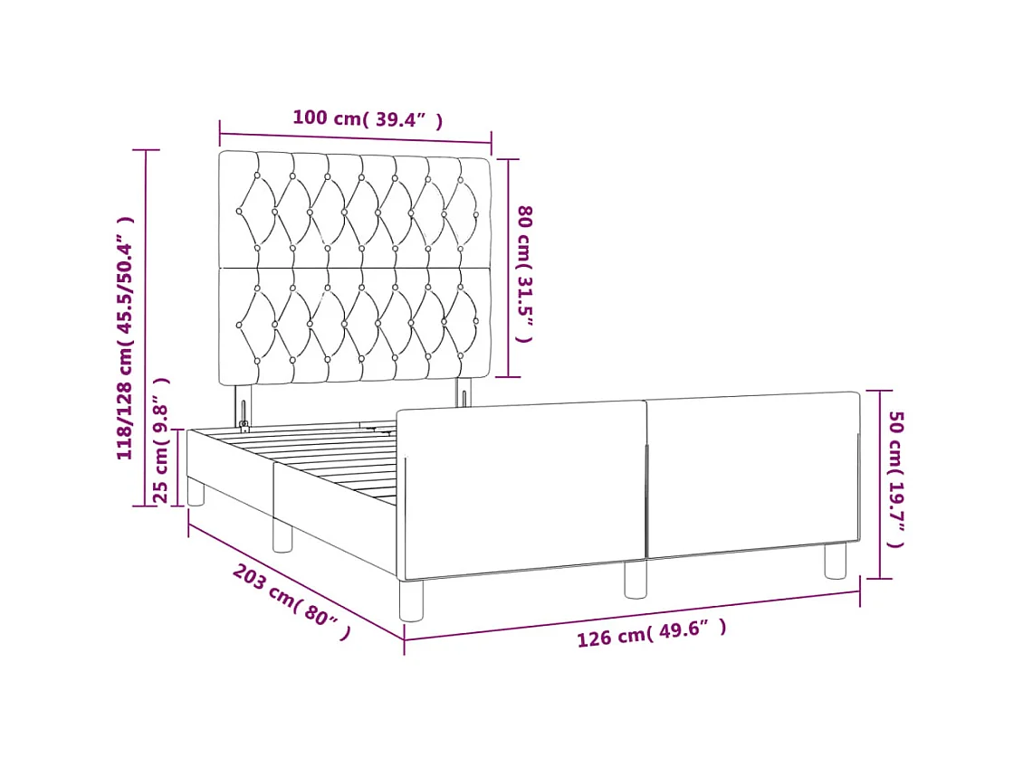 Giroletto senza Materasso Nero 120x200 cm Velluto