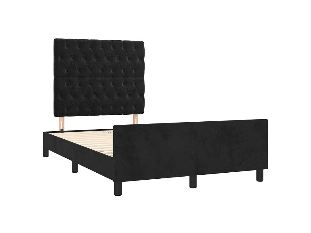 Cadre de lit sans matelas noir 120x200 cm velours