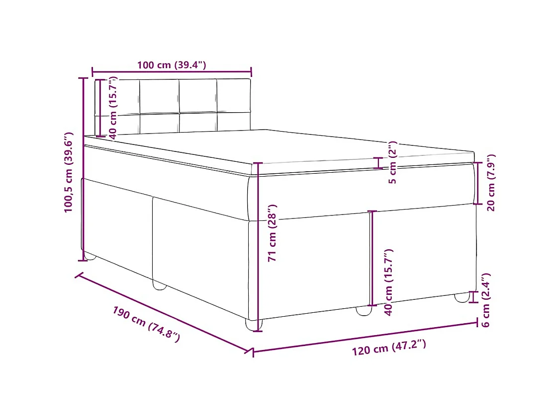 Boxspring met matras stof lichtgrijs 120x190 cm