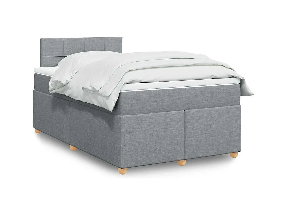 Sommier à lattes de lit et matelas gris clair 120x190 cm tissu
