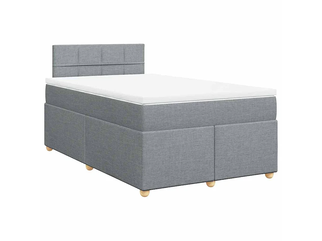 Cama boxspring com colchão 120x190 cm tecido cinzento-claro