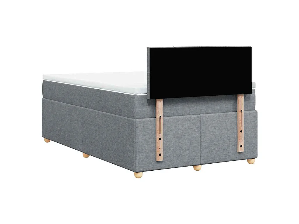 Cama boxspring com colchão 120x190 cm tecido cinzento-claro