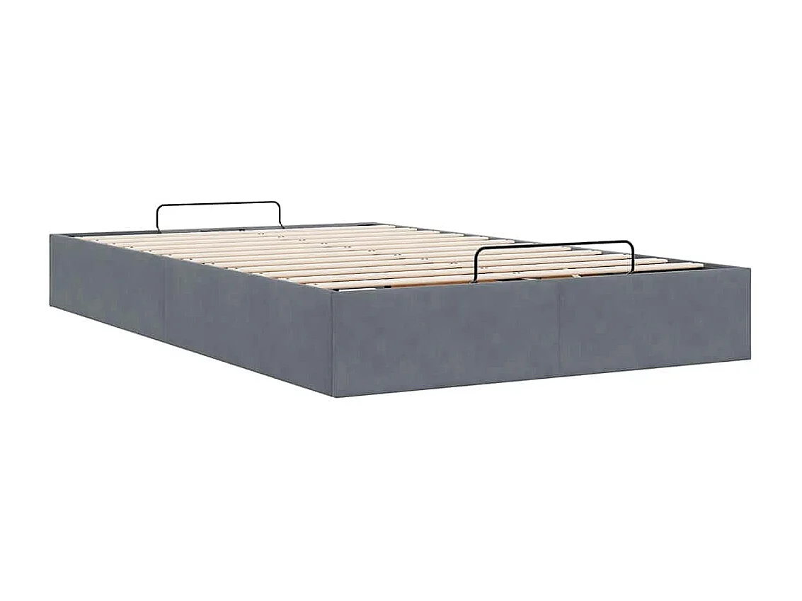Otomano Bed Frame No Colchão Cinzento Escuro 120x190 cm Veludo