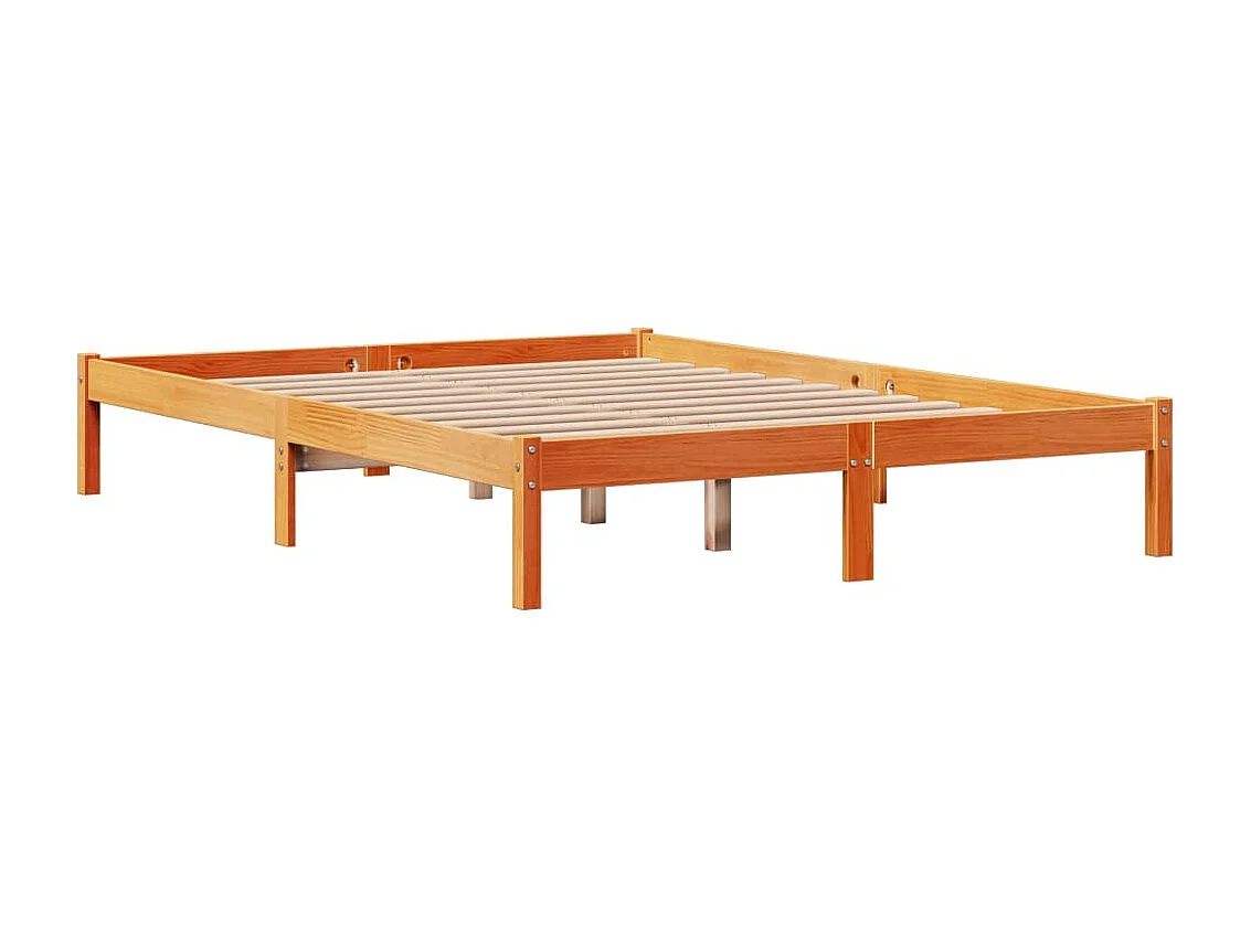 Estructura cama con cabecero madera pino marrón cera 120x190 cm