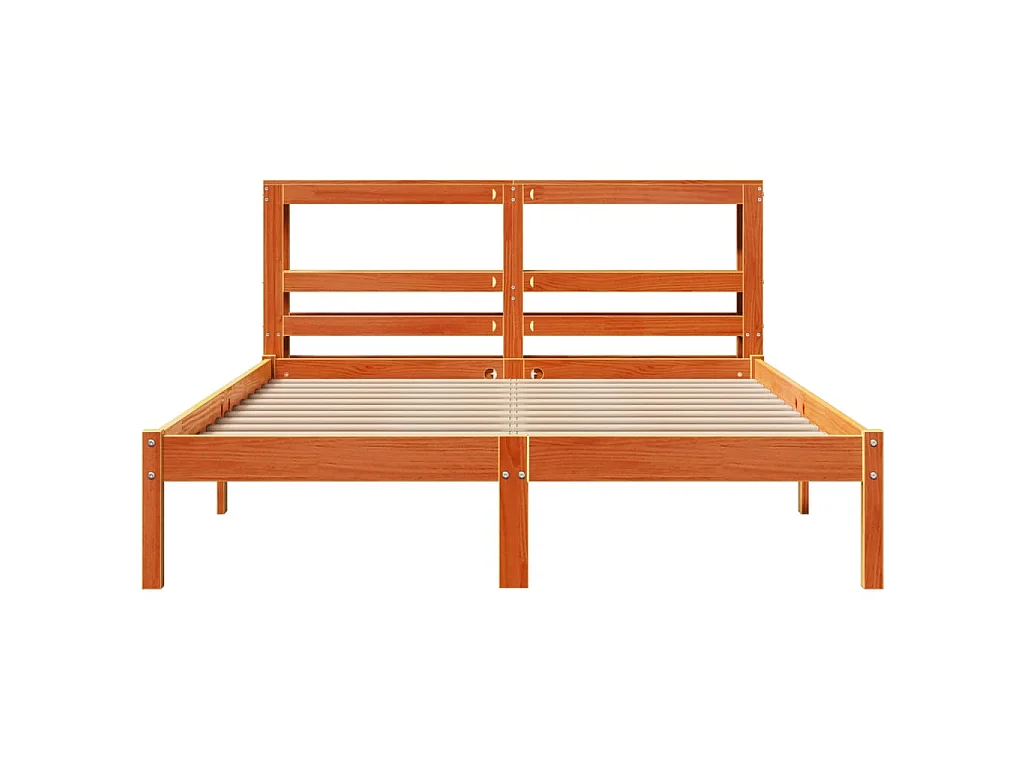 Bedframe met hoofdbord massief grenenhout wasbruin 120x190 cm