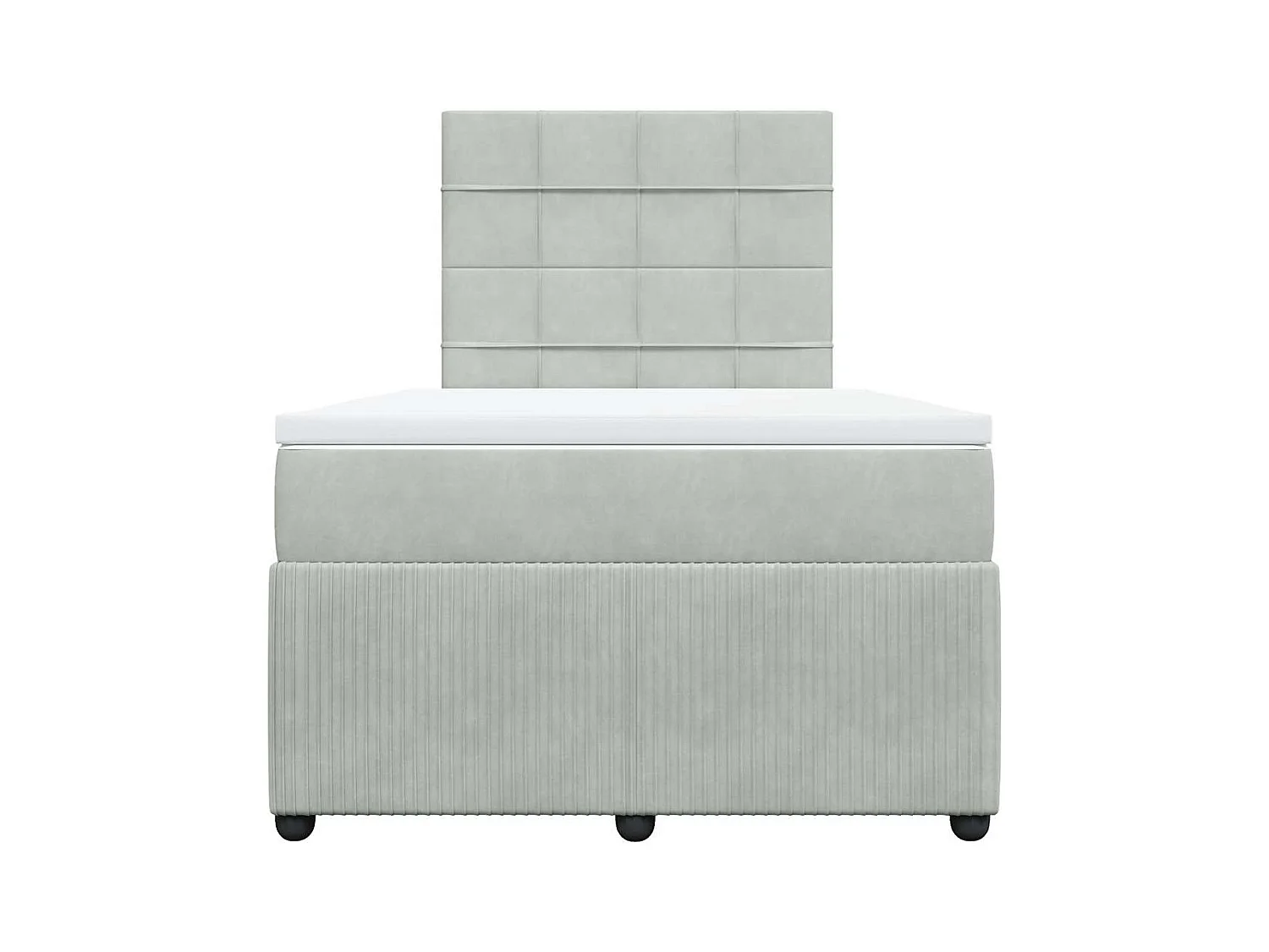 Sommier à lattes de lit et matelas gris clair 120x190cm velours