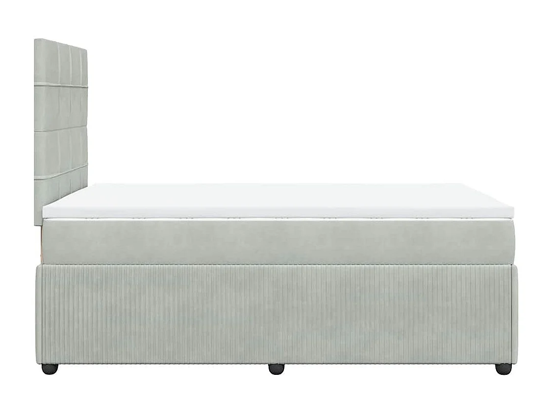Cama box spring con colchón terciopelo gris claro 120x190 cm