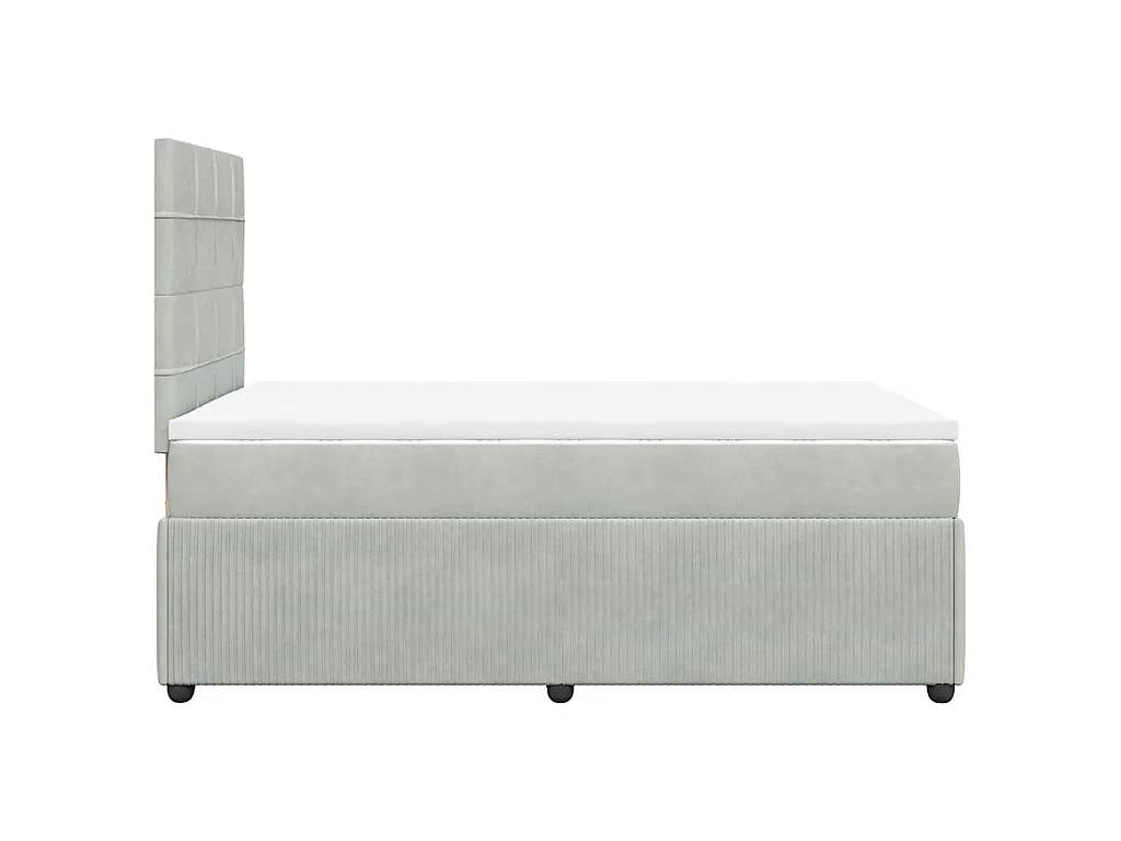 Cama box spring con colchón terciopelo gris claro 120x190 cm