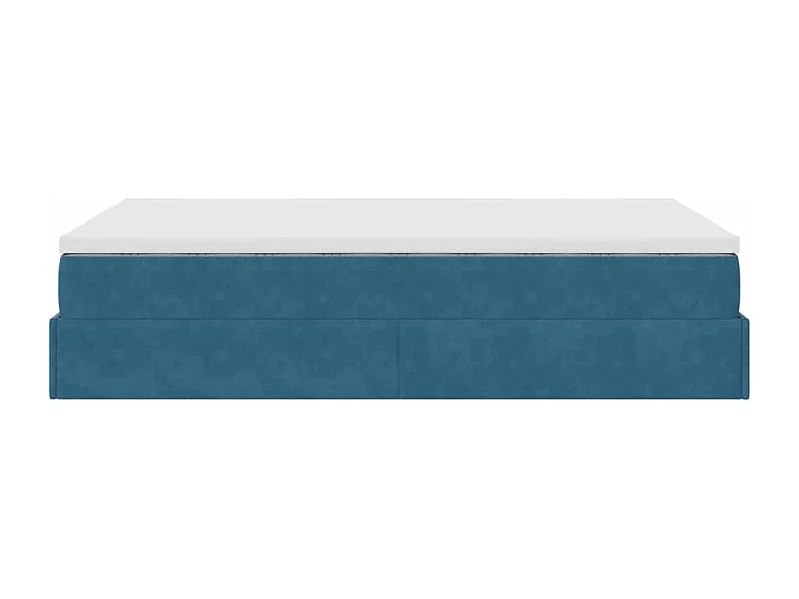 Cadre de lit ottoman avec matelas bleu foncé 120x200 cm velours