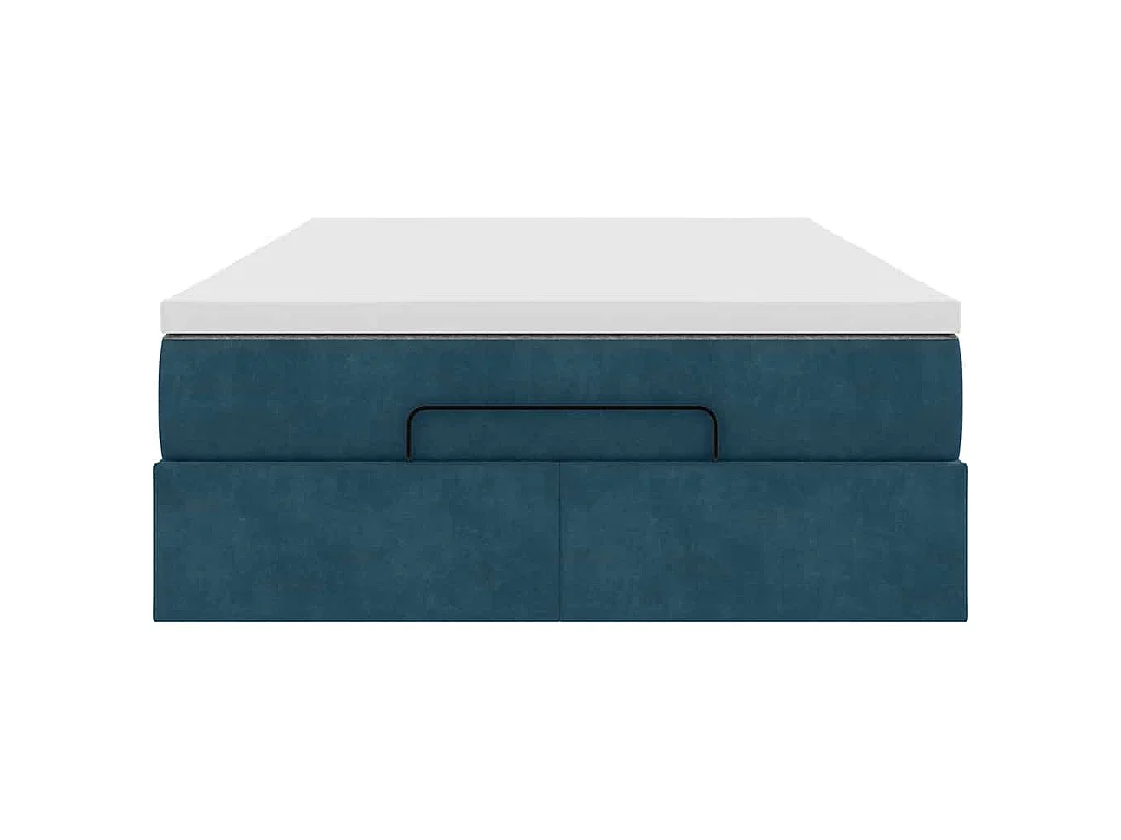 Estructura de cama otomana colchón terciopelo azul oscuro