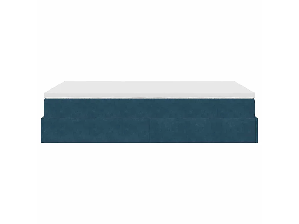 Estructura de cama otomana colchón terciopelo azul oscuro