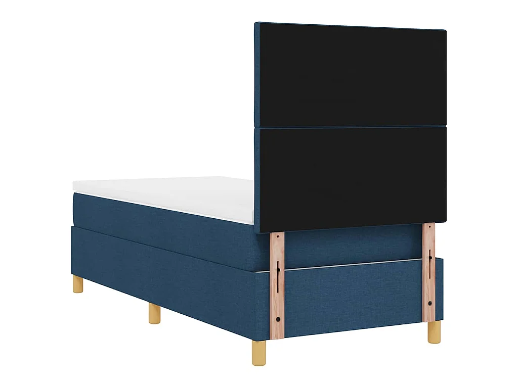 Lit à ressort LED avec tête de lit Bleu 100 x 200 cm tissu
