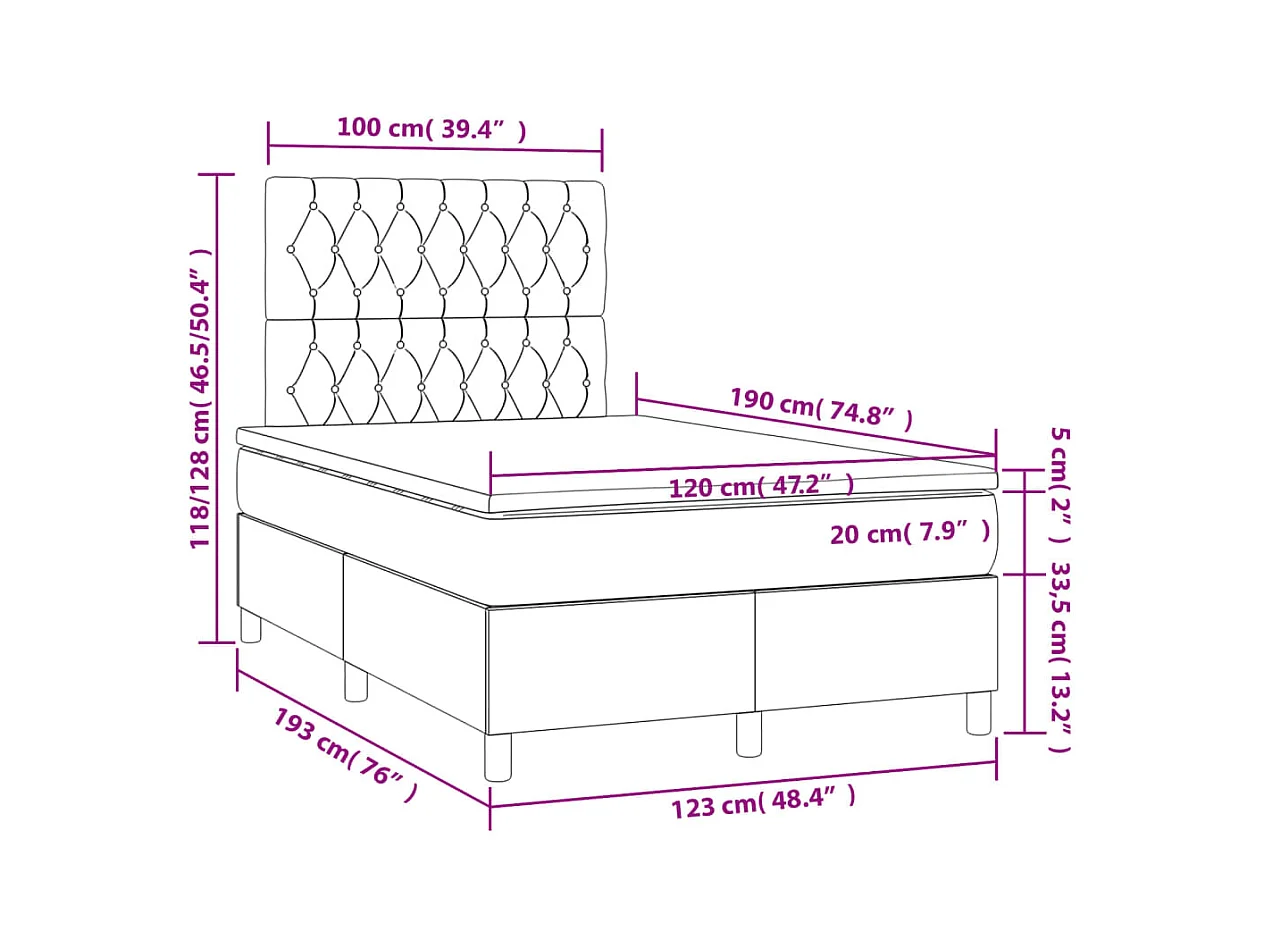 Sommier à lattes de lit avec matelas taupe 120x190 cm tissu