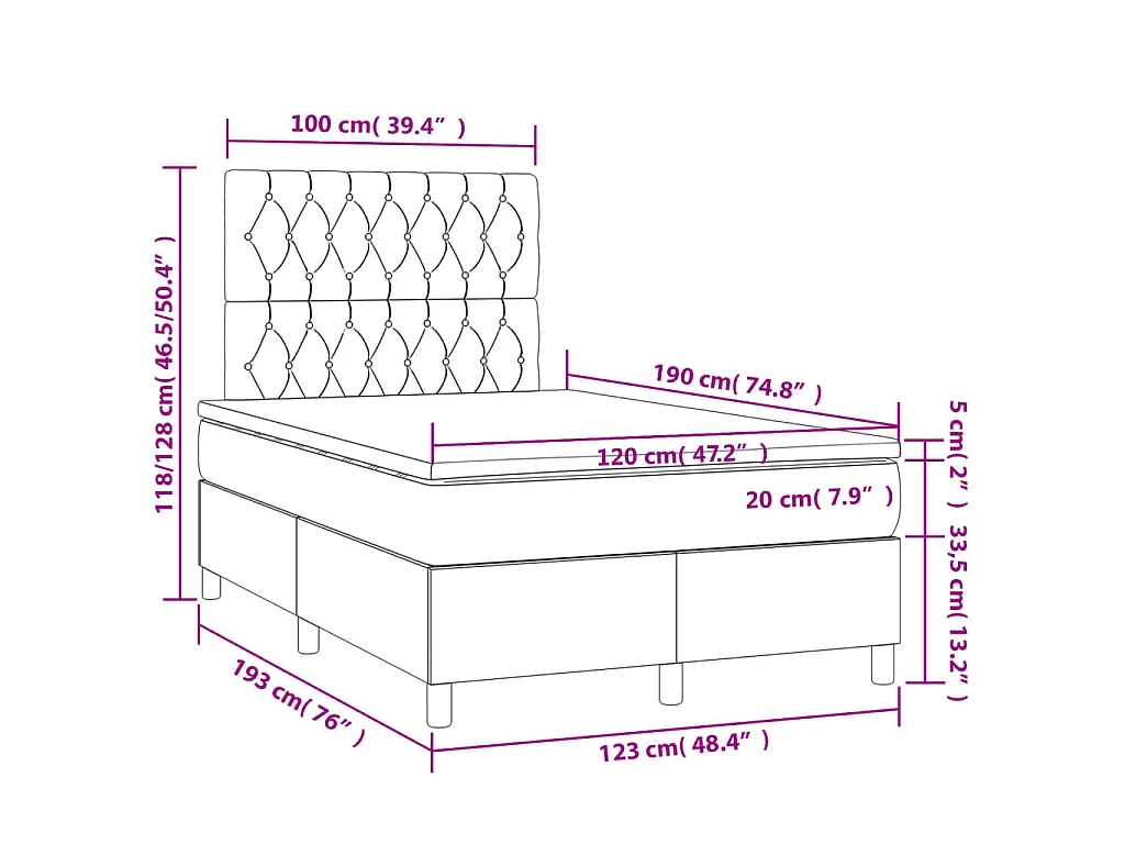 Boxspringbett mit Matratze Taupe 120x190 cm Stoff