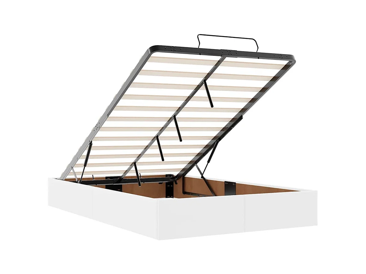 Cadre de lit ottoman avec matelas blanc 120x200 cm similicuir