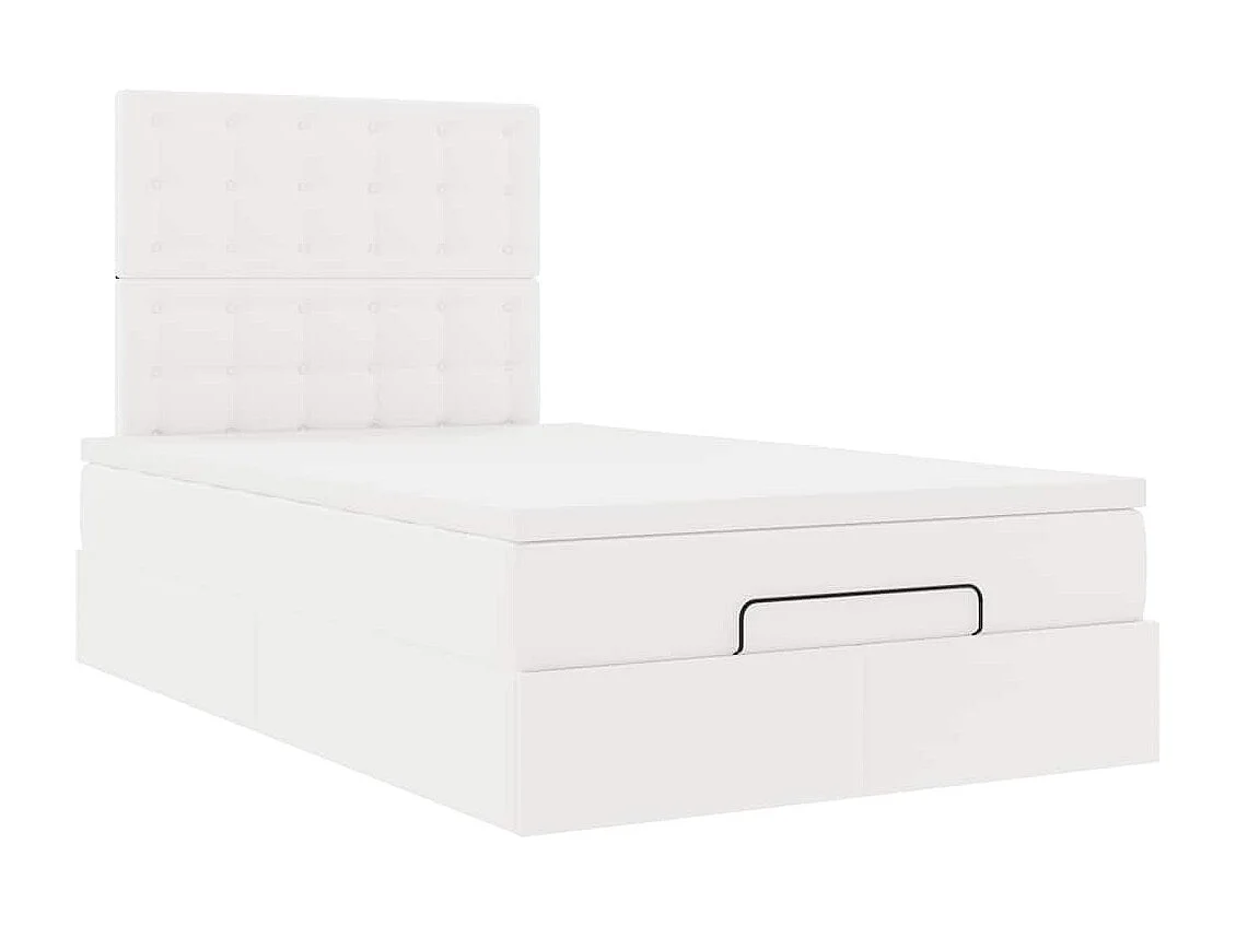 Cadre de lit ottoman avec matelas blanc 120x200 cm similicuir