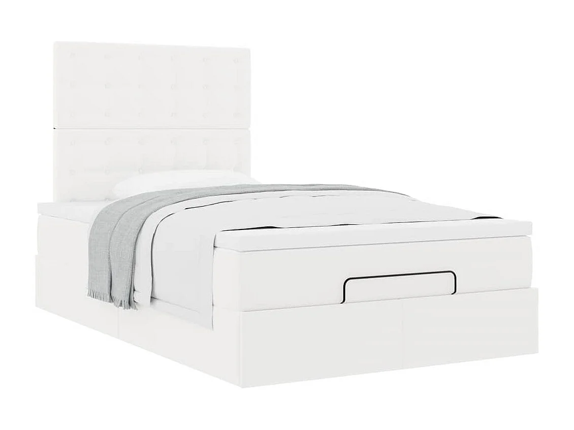 Struttura Letto Pouf con Materasso Bianco 120x200 cm Similpelle