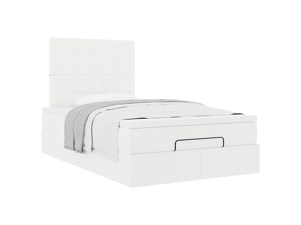 Ottoman bed met matras 120x200cm kunstleer wit