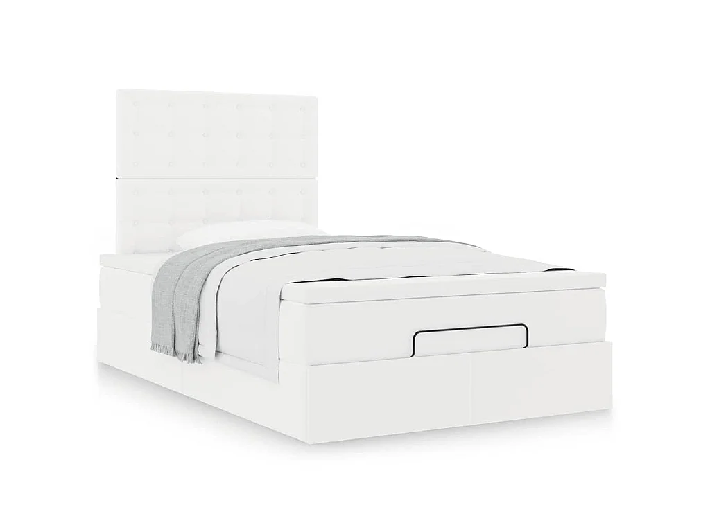Ottoman bed met matras 120x200cm kunstleer wit