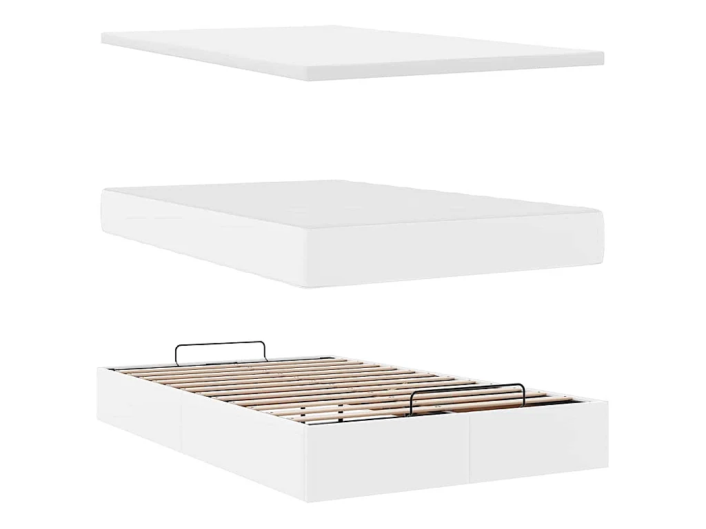 Ottoman bed met matras 120x200cm kunstleer wit