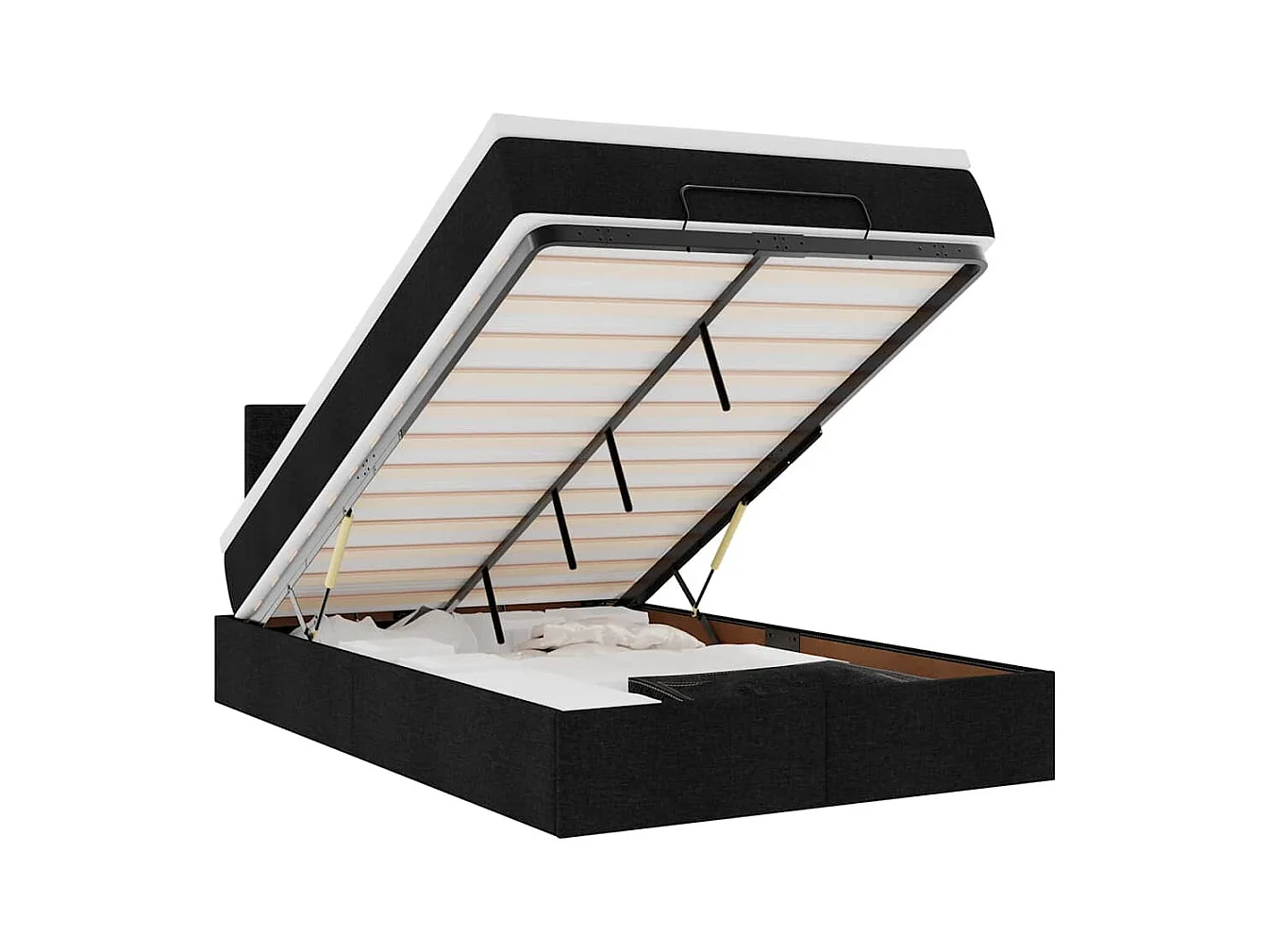 Ottoman-Bett mit Matratze Schwarz 120x200 cm Stoff