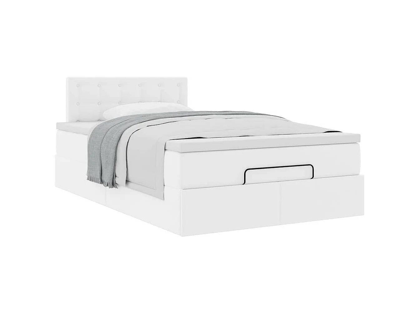 Cadre de lit ottoman avec matelas blanc 120x200 cm similicuir