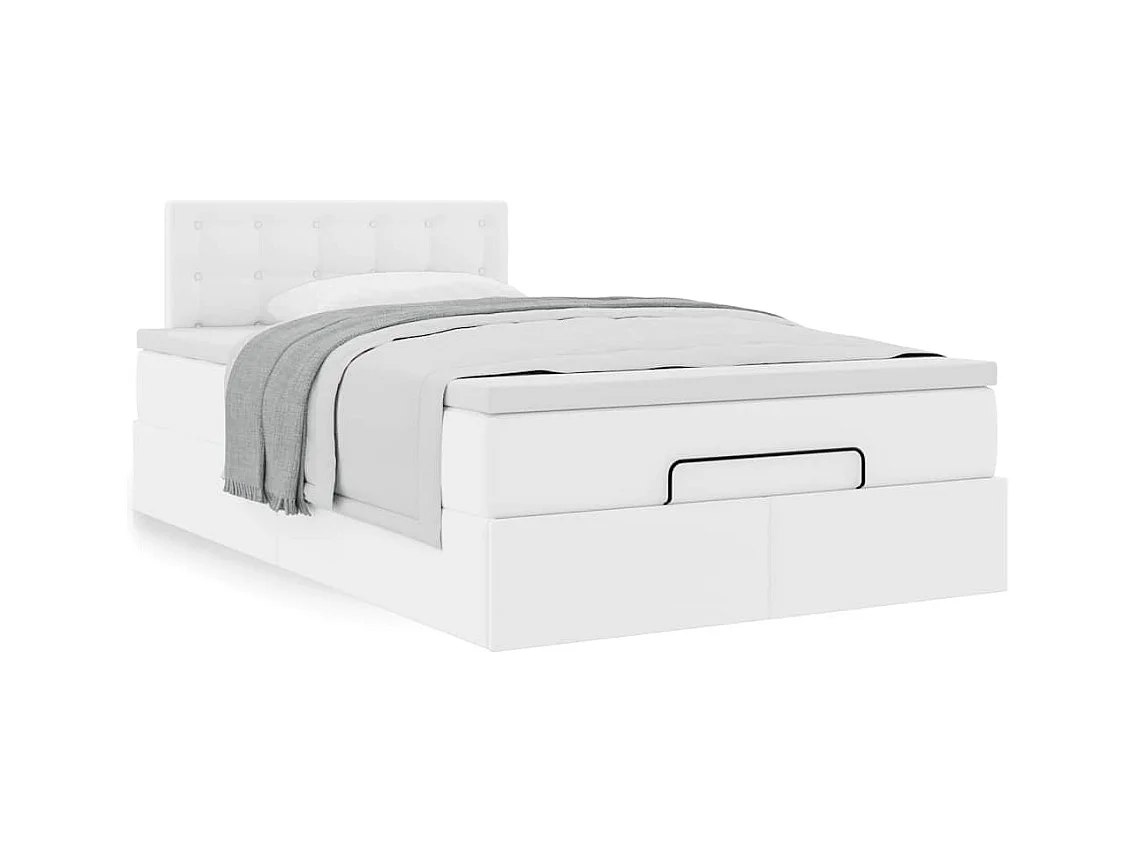Cadre de lit ottoman avec matelas blanc 120x200 cm similicuir