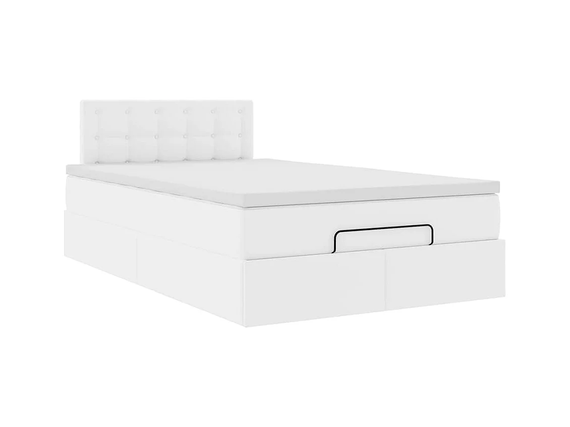 Cadre de lit ottoman avec matelas blanc 120x200 cm similicuir