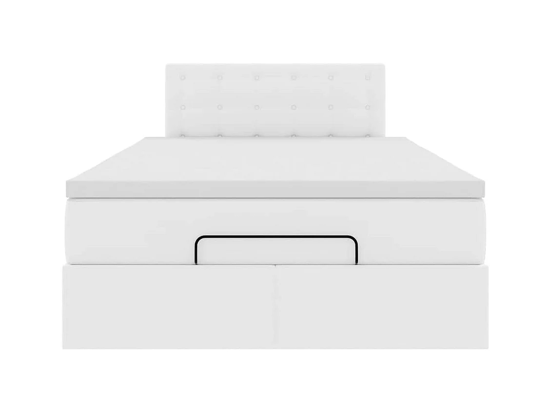 Cadre de lit ottoman avec matelas blanc 120x200 cm similicuir