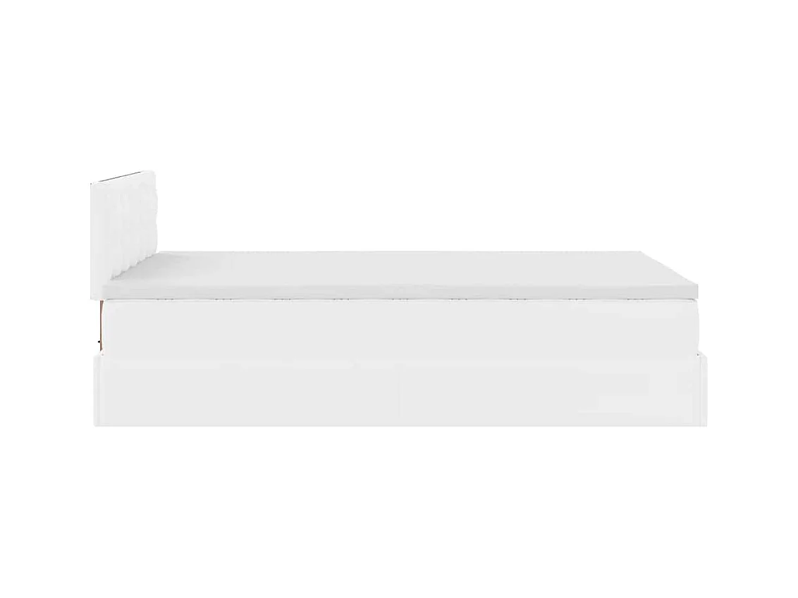 Cadre de lit ottoman avec matelas blanc 120x200 cm similicuir