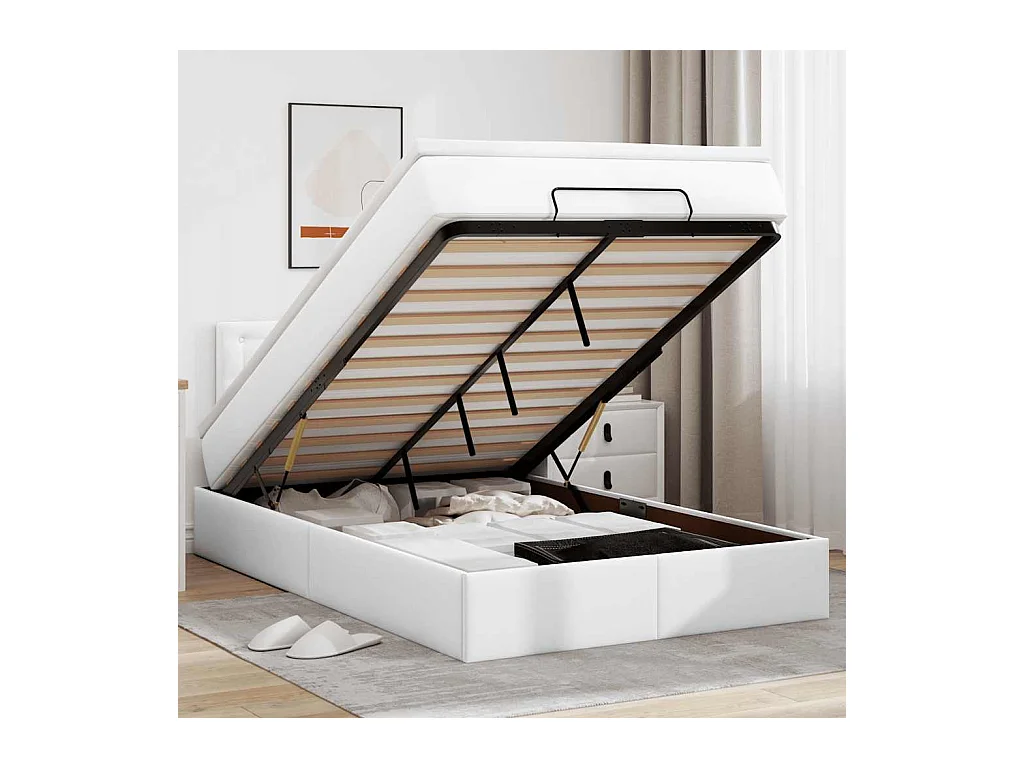 Ottoman bed met matras 120x200cm kunstleer wit