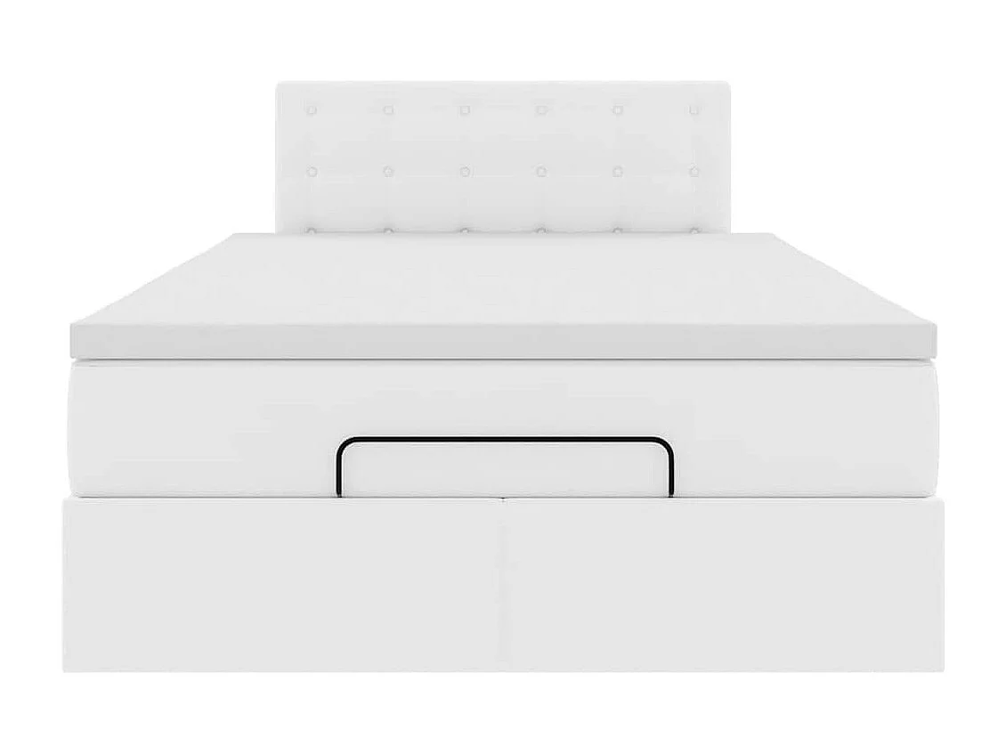 Cadre de lit ottoman avec matelas blanc 120x200 cm similicuir