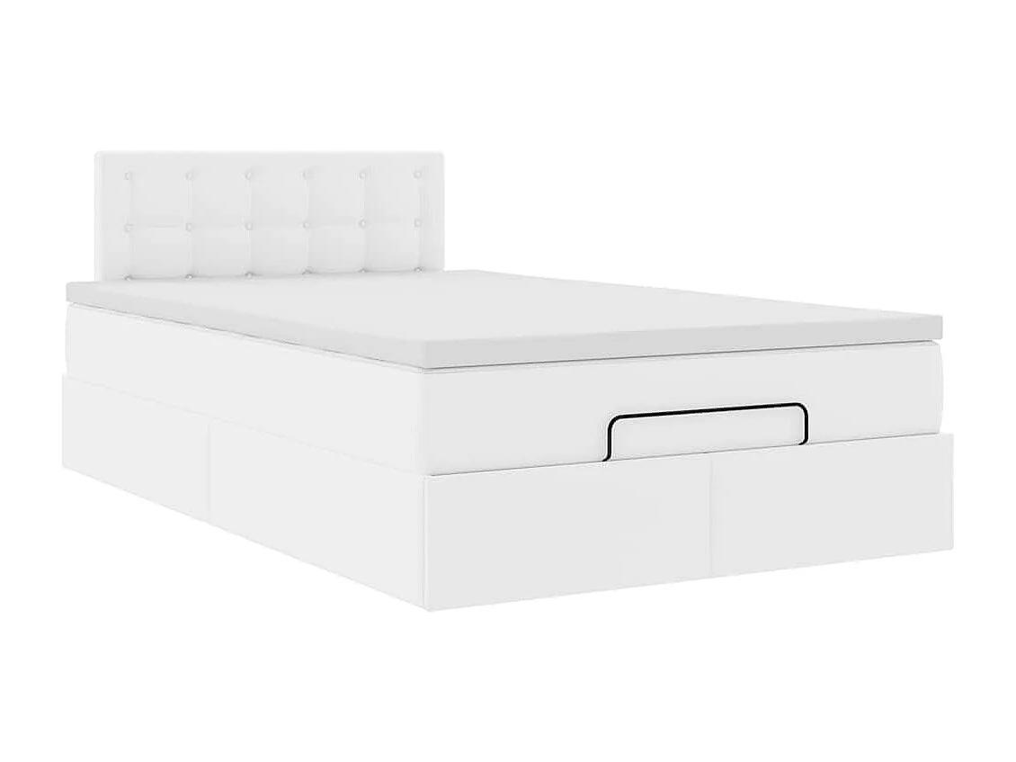 Cadre de lit ottoman avec matelas blanc 120x200 cm similicuir