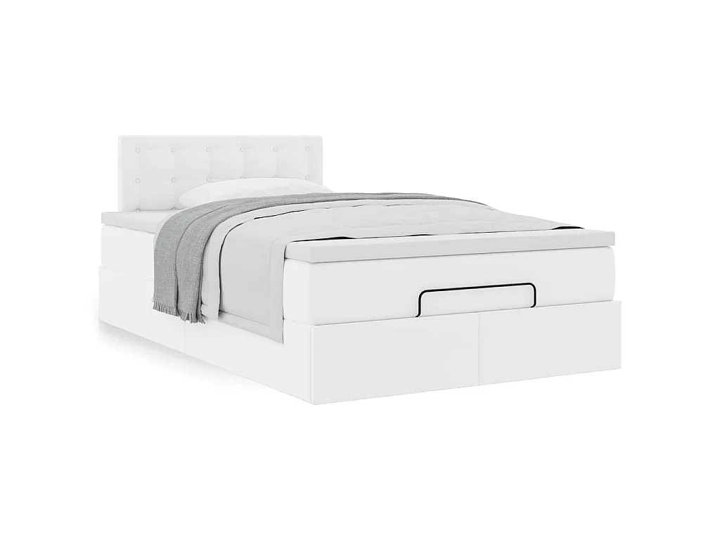 Ottoman bed met matras 120x200cm kunstleer wit