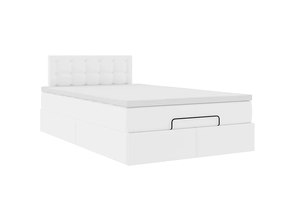 Ottoman bed met matras 120x200cm kunstleer wit