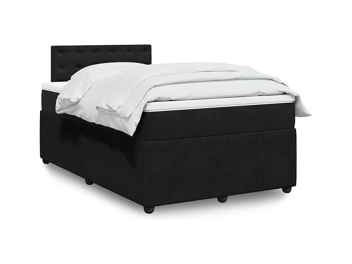 Giroletto a Molle con Materasso Nero 120x190 cm in Velluto