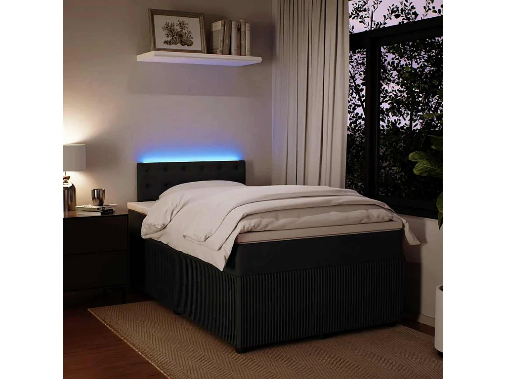 Boxspringbett mit Matratze Schwarz 120x190 cm Samt