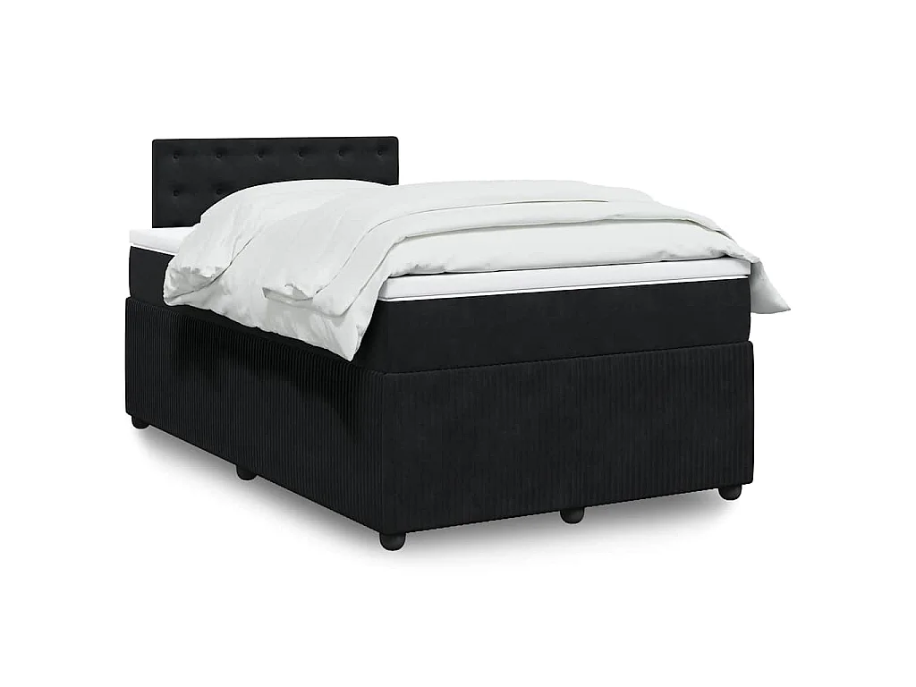 Giroletto a Molle con Materasso Nero 120x190 cm in Velluto