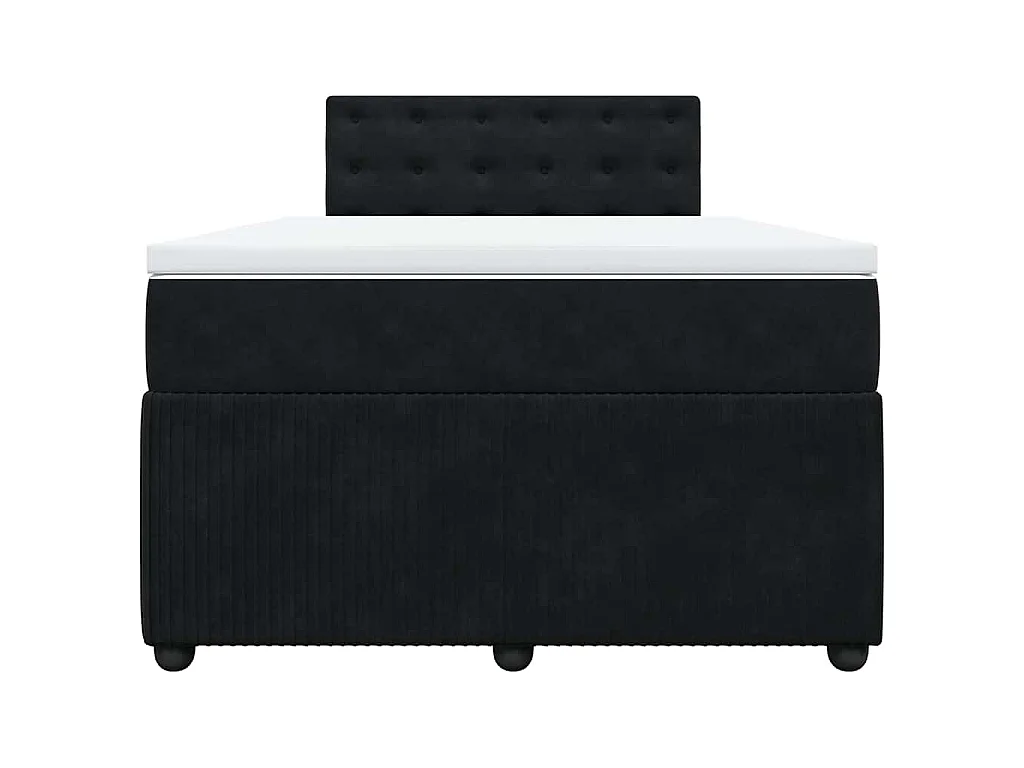 Giroletto a Molle con Materasso Nero 120x190 cm in Velluto