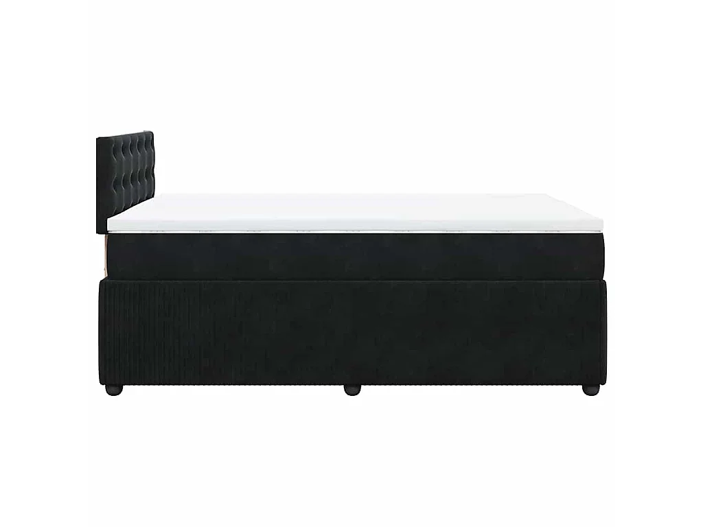 Giroletto a Molle con Materasso Nero 120x190 cm in Velluto