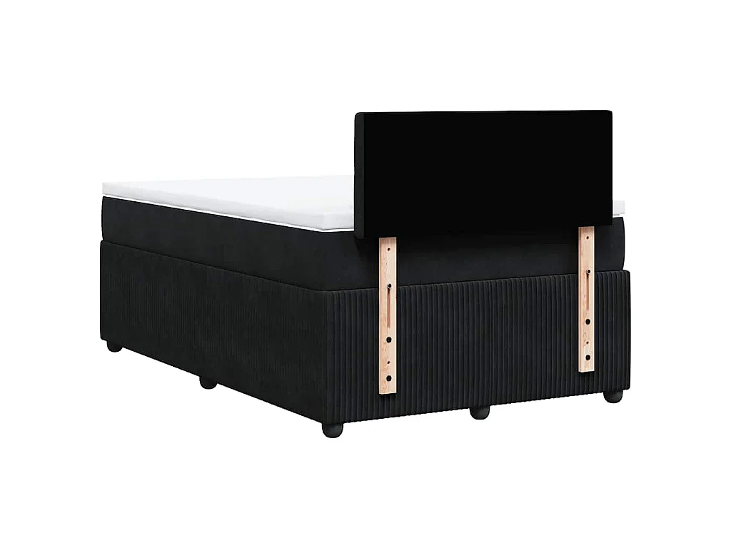 Giroletto a Molle con Materasso Nero 120x190 cm in Velluto