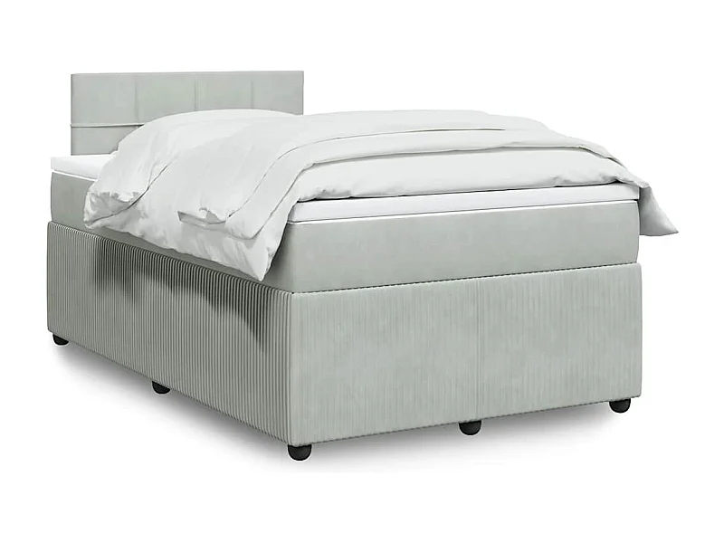 Boxspringbett mit Matratze Hellgrau 120x190 cm Samt