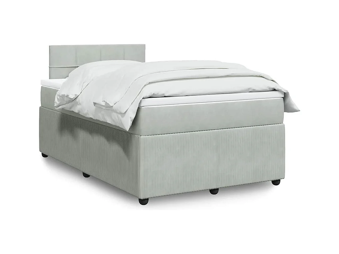 Boxspringbett mit Matratze Hellgrau 120x190 cm Samt