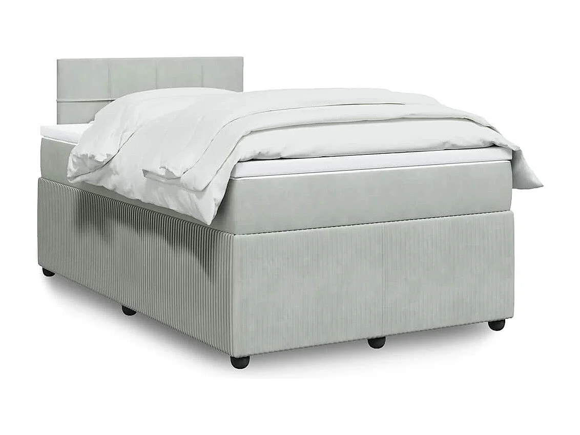 Sommier à lattes de lit et matelas gris clair 120x190cm velours