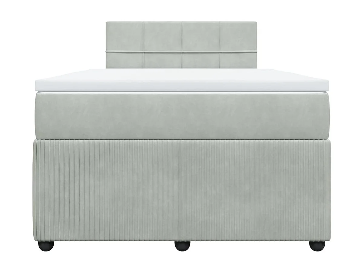 Sommier à lattes de lit et matelas gris clair 120x190cm velours