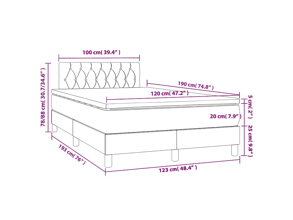 Boxspringbett mit Matratze Taupe 120x190 cm Stoff