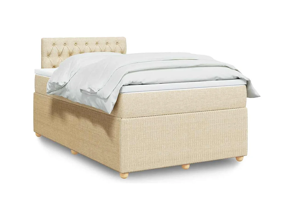 Sommier à lattes de lit avec matelas Crème 120x200 cm Tissu