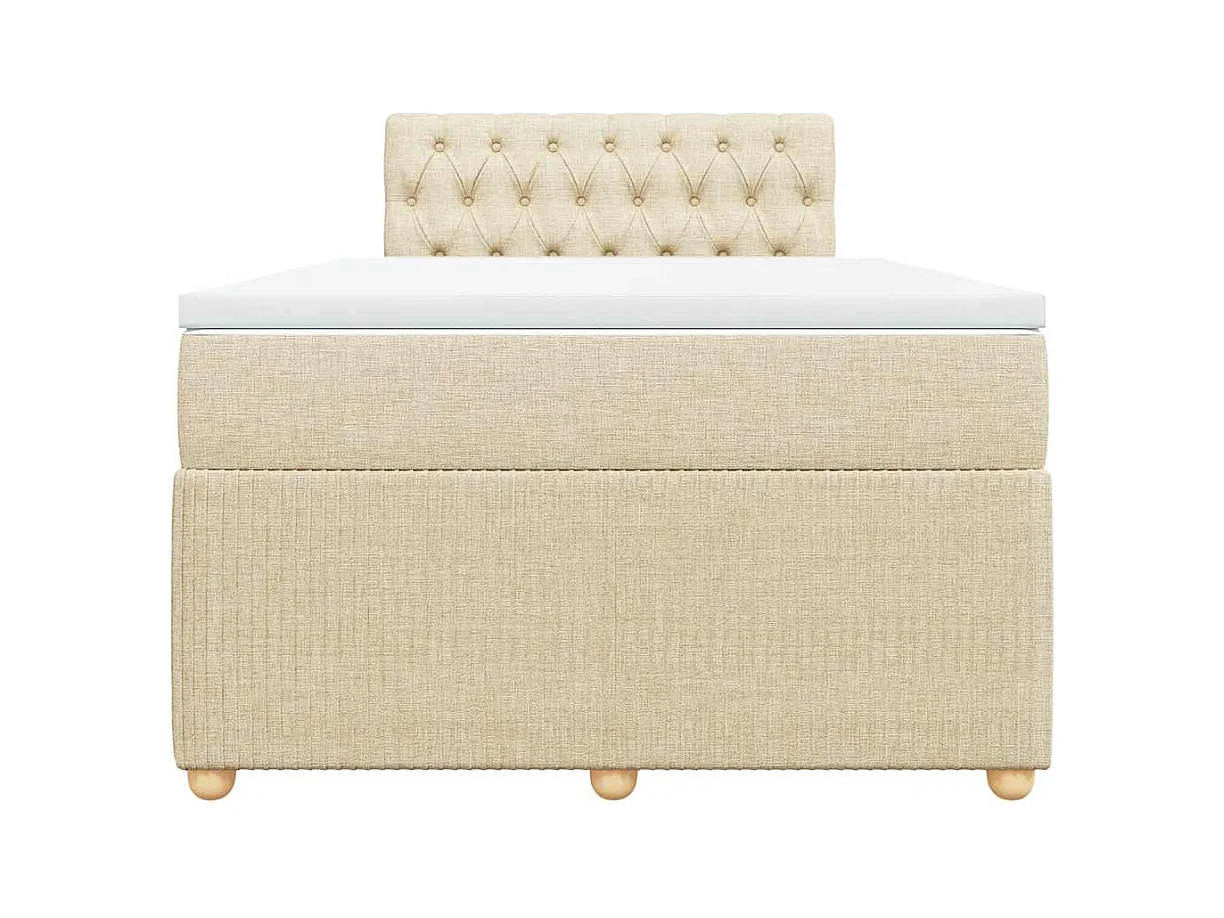 Sommier à lattes de lit avec matelas Crème 120x200 cm Tissu