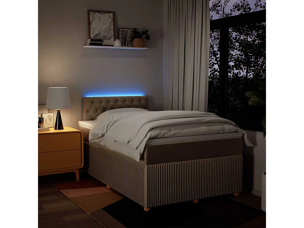 Sommier à lattes de lit avec matelas Crème 120x200 cm Tissu