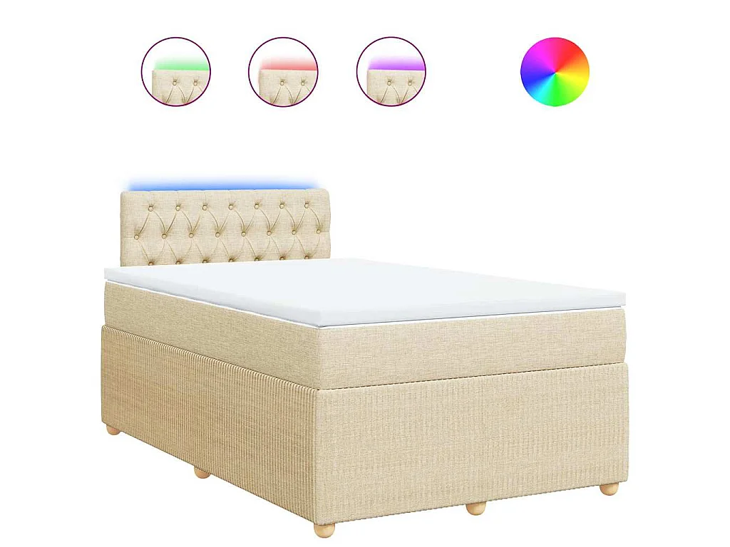 Sommier à lattes de lit avec matelas Crème 120x200 cm Tissu